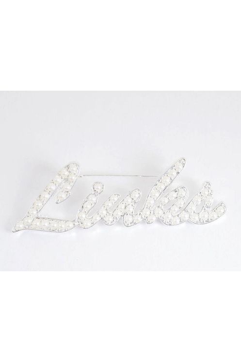 Links, Inc. Silver Cursive Lapel Pin with Pearls