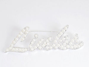 Links, Inc. Silver Cursive Lapel Pin with Pearls