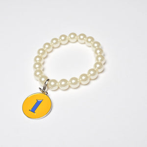 Pearl Bracelet with Rhoyal Number Charm