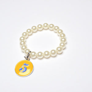 Pearl Bracelet with Rhoyal Number Charm