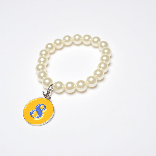 Pearl Bracelet with Rhoyal Number Charm