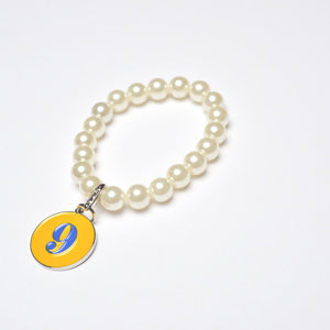 Pearl Bracelet with Rhoyal Number Charm