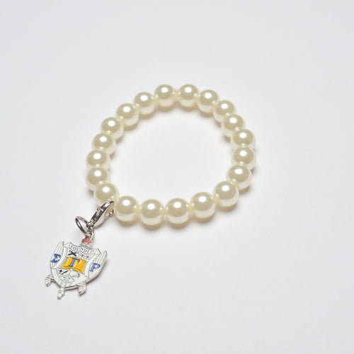 Pearl Bracelet with Sigma Gamma Rho Shield Charm