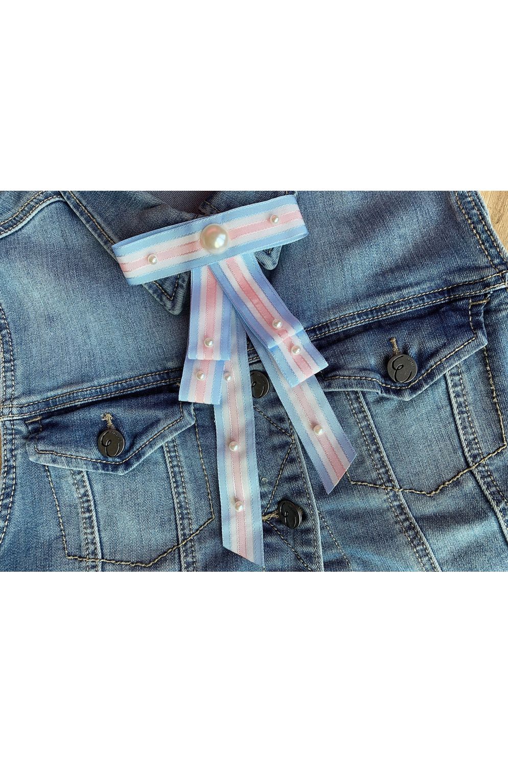 Pink and Blue Pearl Brooch