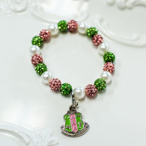 AKA Bling and Pearl Bracelet with Shield Charm
