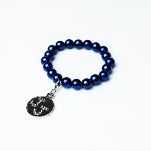 Jack and Jill Blue Pearl Bracelet with Bling Charm