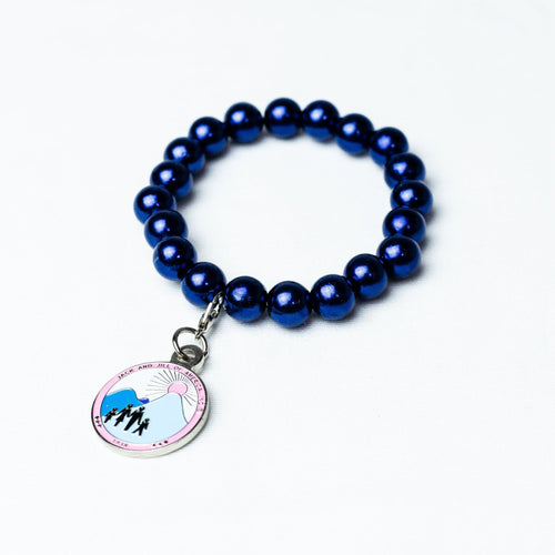 Jack and Jill Blue Pearl Bracelet with Logo Charm