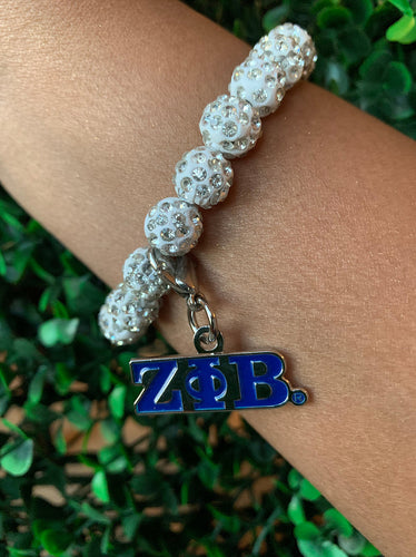 Zeta Phi Beta Silver Bling Bracelet with Zeta Phi Beta Charm