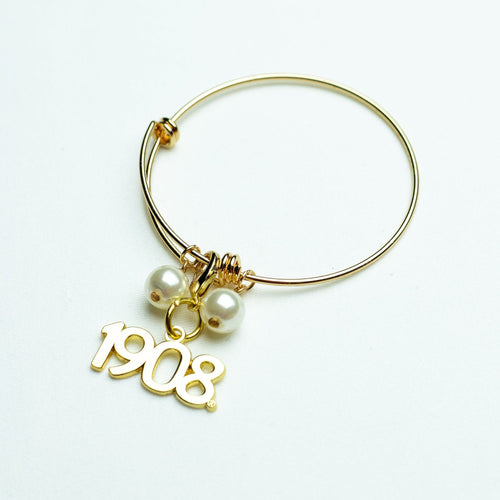 AKA Gold Wire Bracelet with Gold 1908 Charm