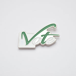 Green and White Vote Lapel Pin