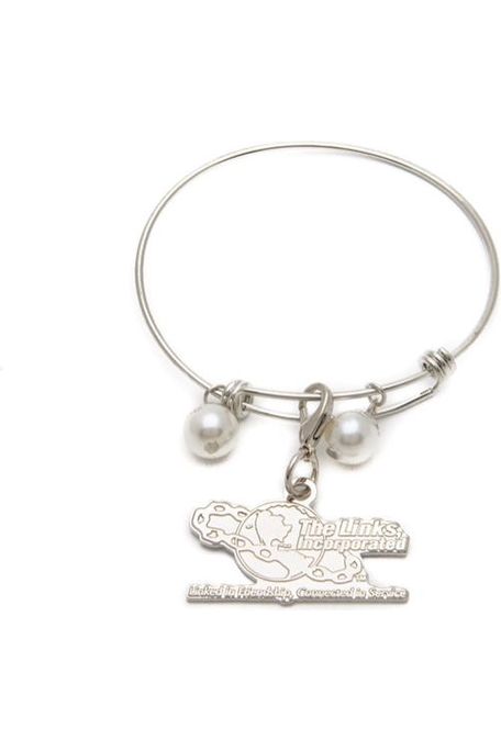 Links, Inc. Silver Wire Bracelet with Silver Embossed Charm