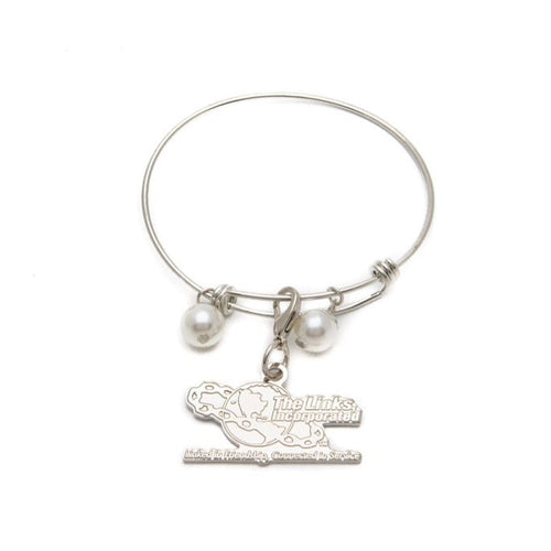 Links, Inc. Silver Wire Bracelet with Silver Embossed Charm