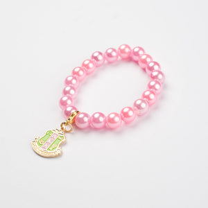 AKA Pink Pearl with Gold Shield Charm