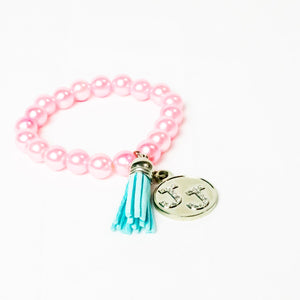 Jack and Jill Pink Bracelet with Tassel Bling Charm