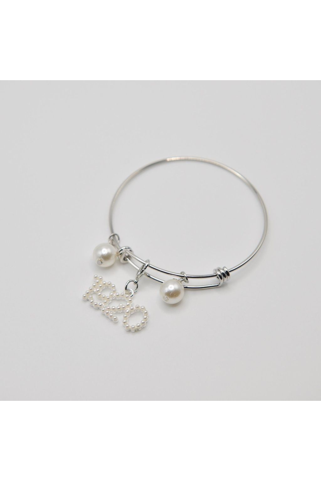 Silver Wire Bracelet with Pearl 1920 Charm