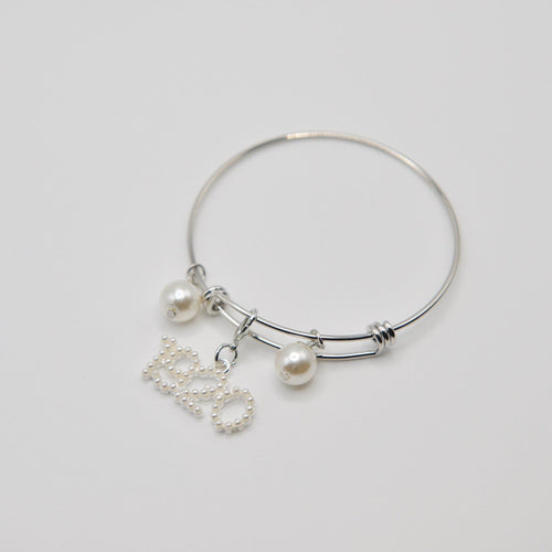 Silver Wire Bracelet W/ 1920 Pearl Charm