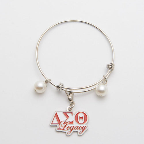 Delta Sigma Theta Silver Wire Bracelet with Legacy Charm