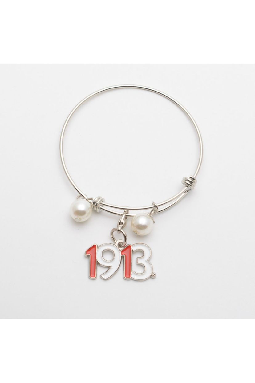 Silver Wire Bracelet with 1913 Charm