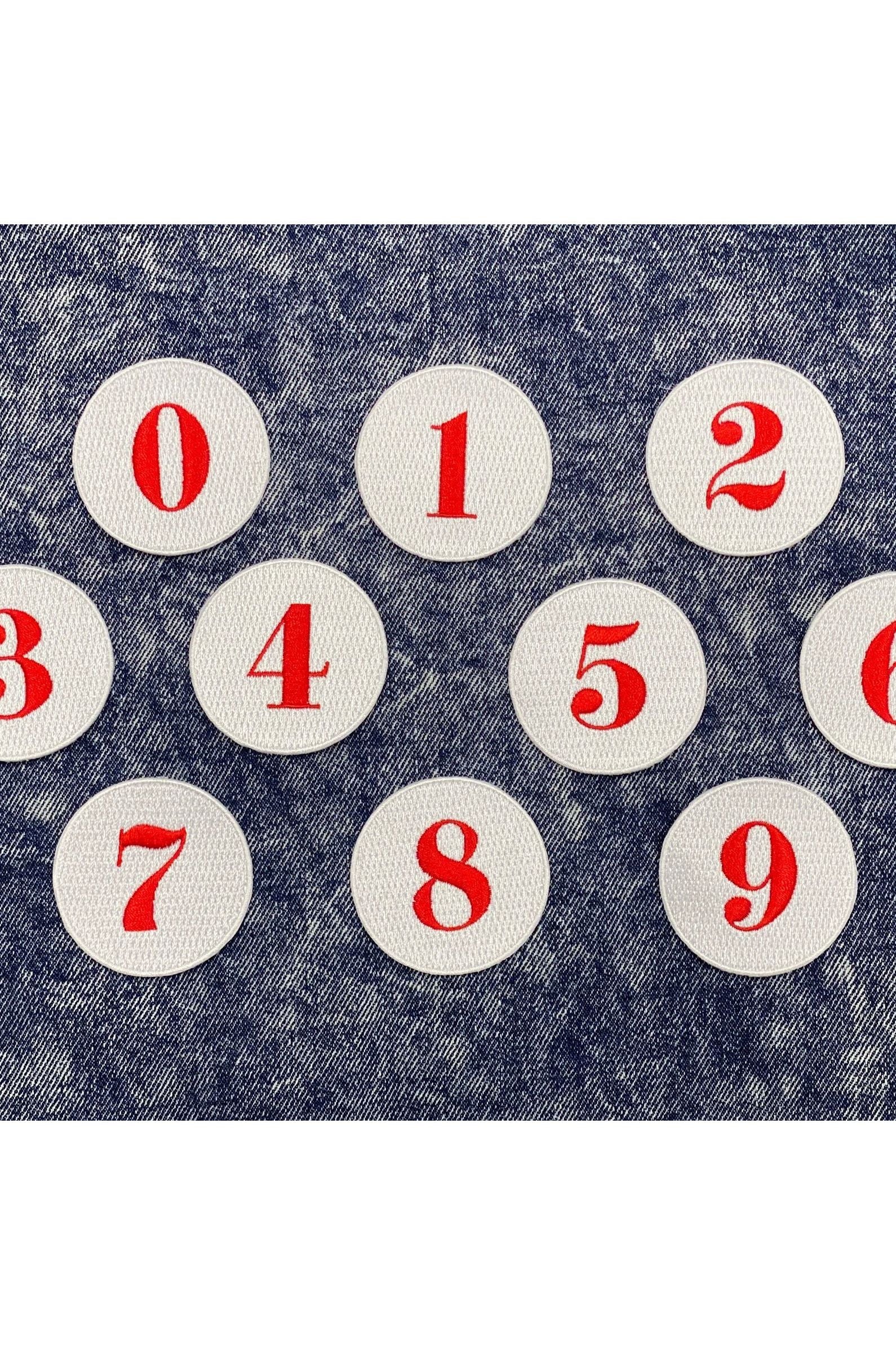 Red and White Number Patch