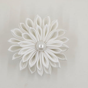 White Ribbon Flower Pin