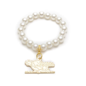 Links, Inc. White Pearl Bracelet with Large Gold Embossed Charm