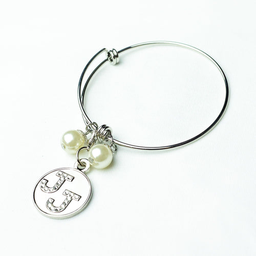 Jack and Jill Silver Wire Bracelet with Bling Charm