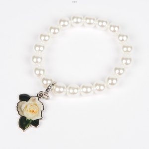 White Rose Pearl Bracelet
