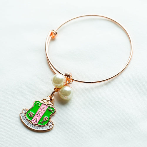 Rose Gold Wire Bracelet with Rose Gold Shield Charm