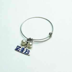 Zeta Phi Beta Wire Bracelet with Zeta Charm