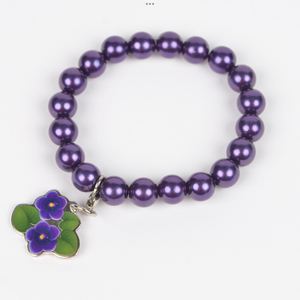 Delta Sigma Theta Purple Pearl Bracelet W/ Violet Charm