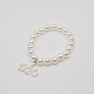 White Pearl Bracelet W/ 1920 Pearl Charm