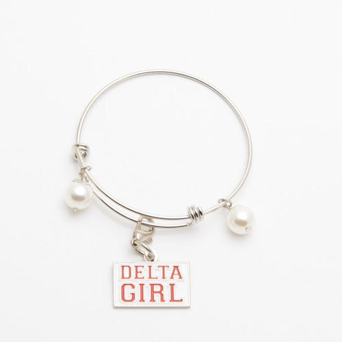 Silver Wire Bracelet with Delta Girl Charm
