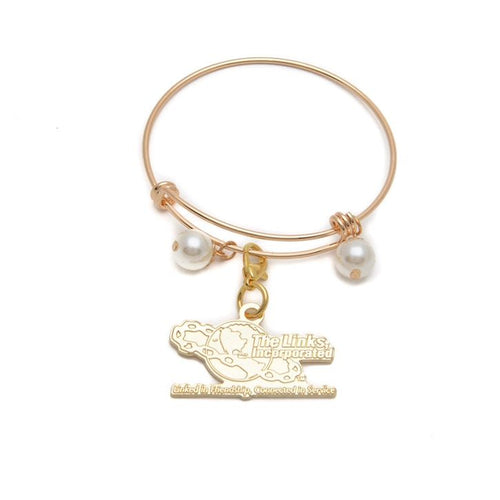Links, Inc. Gold Wire Bracelet with Gold Embossed Charm