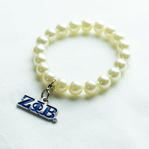 Pearl Bracelet with Zeta Phi Beta Charm