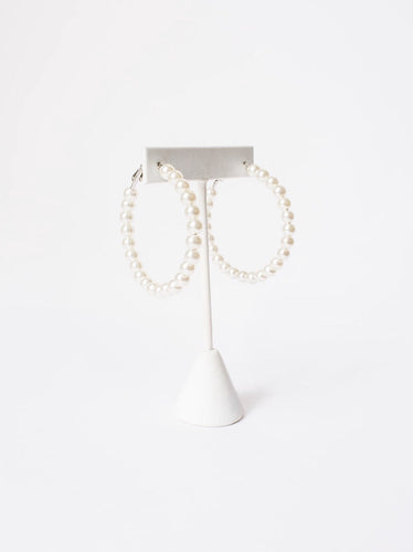 Large Size Pearl Hoops